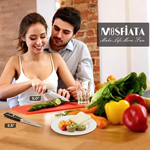 MOSFiATA 5” Chef Knife & 3.5” Fruit Knife Set with Sheath | German High Carbon Stainless Steel thumbnail 3