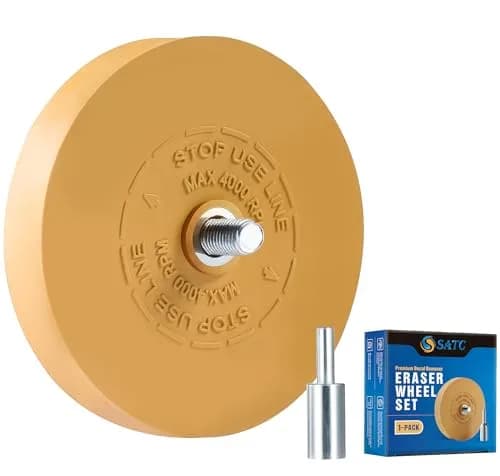 S SATC Decal Eraser Wheel with Adapter 3.25" (8.3 cm) | Removes Vinyl, Decals, Graphics & Double Faced Tape thumbnail 1