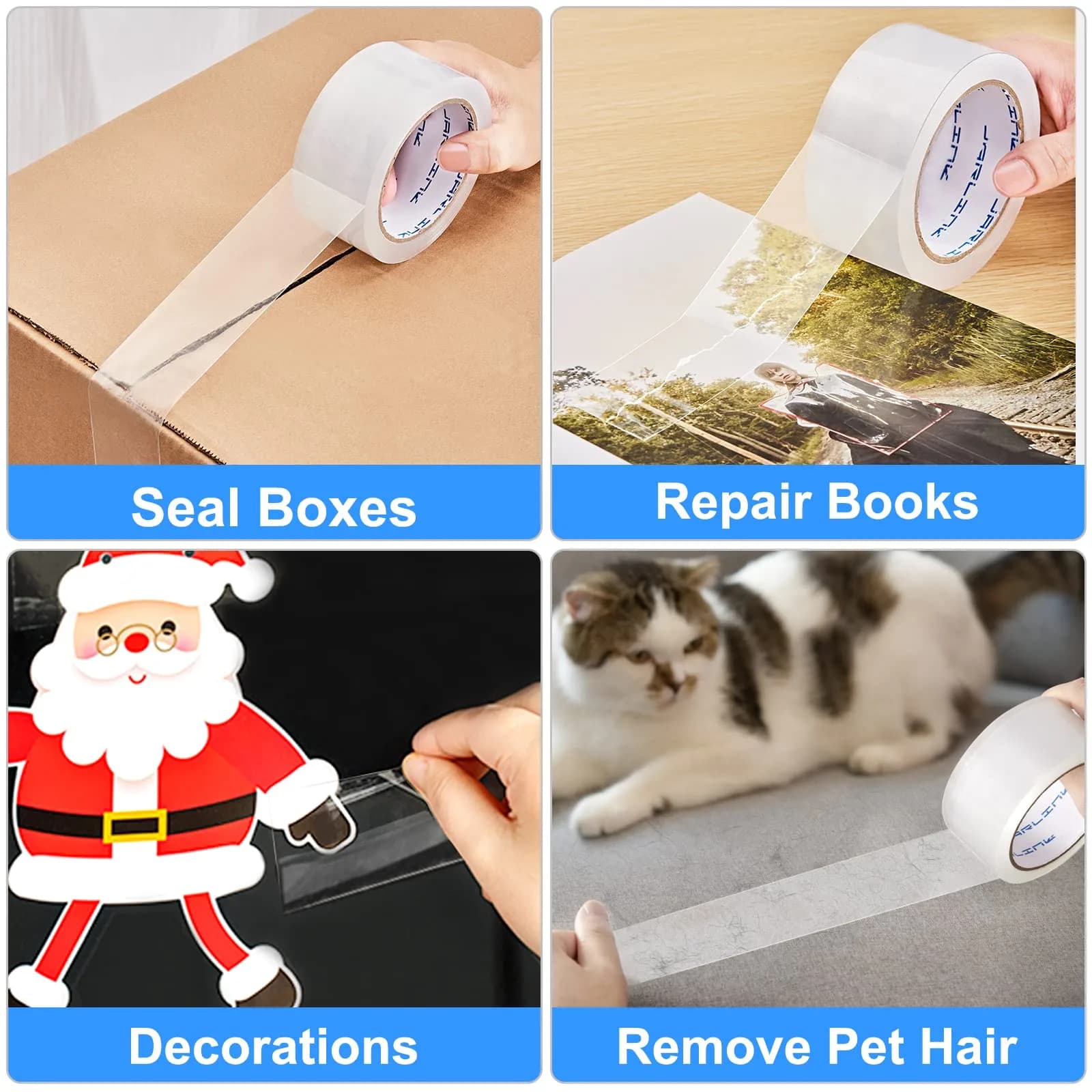 JARLINK Clear Packing Tape 2.8mil, 50mm x 55m (2" x 60 yd) | Heavy Duty BOPP Acrylic Adhesive Tape for Shipping & Sealing - view 5