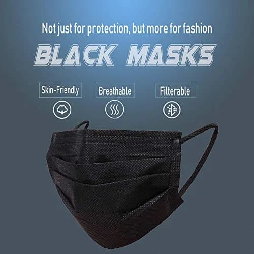Wecolor Disposable Face Masks 120PCS, 3 Ply Breathable Non-Woven Fabric, Elastic Ear Loop, Black | Comfortable Fit for Daily Use thumbnail 3