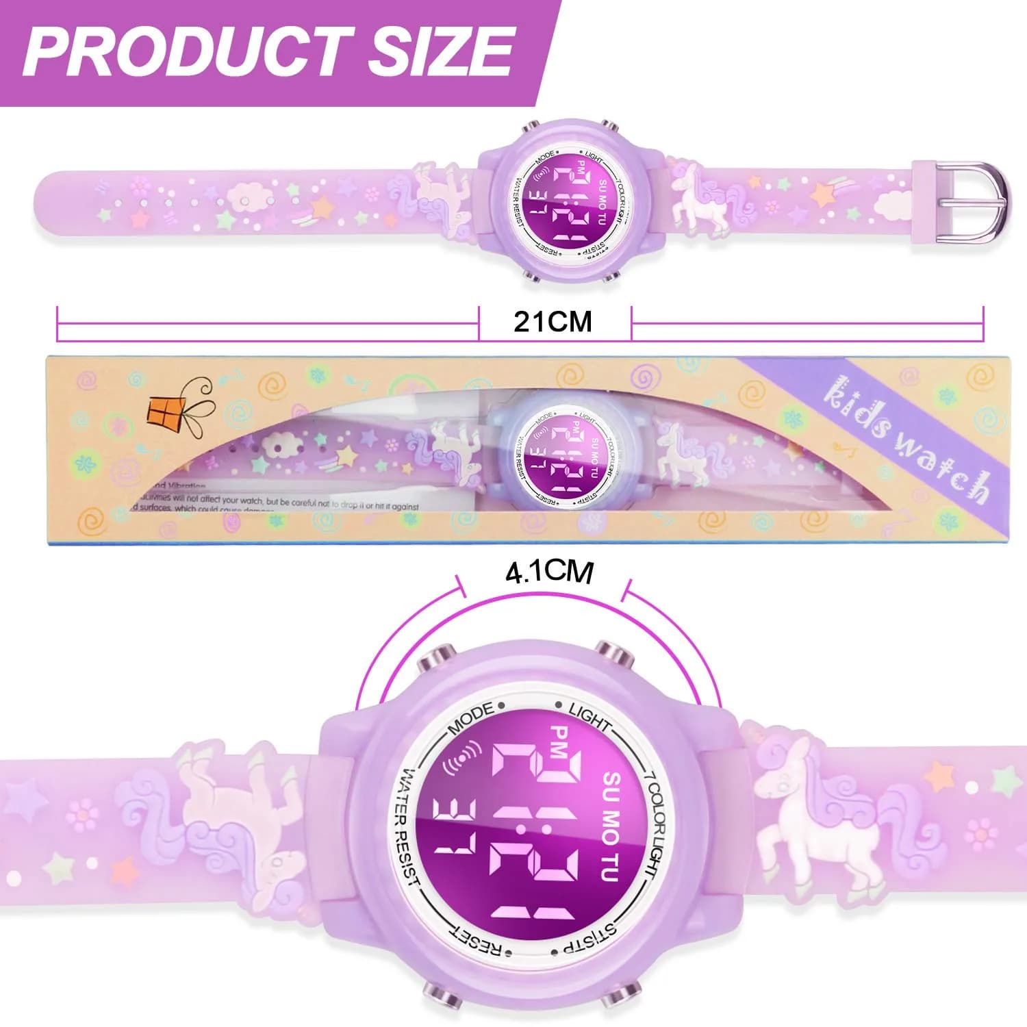 Viposoon Unicorn Purple 3D Cartoon Watch for Girls 30mm (1.18 inches) | CE Certified Waterproof Kids Watch - view 6