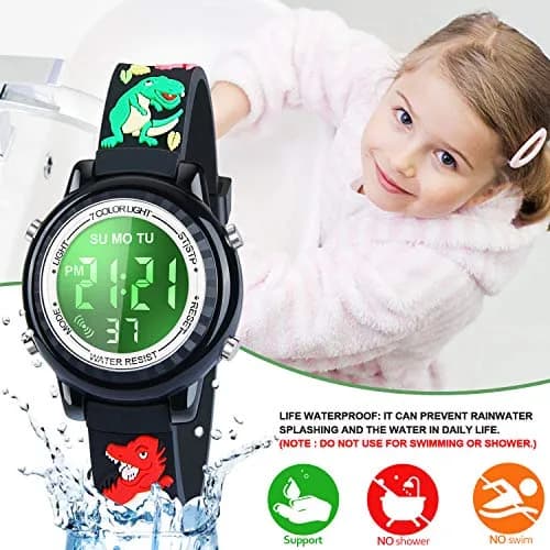 Viposoon 3D Cartoon Watch for Kids 30m (100ft) Waterproof | Easy Time Learning with 7-Color Backlight thumbnail 4