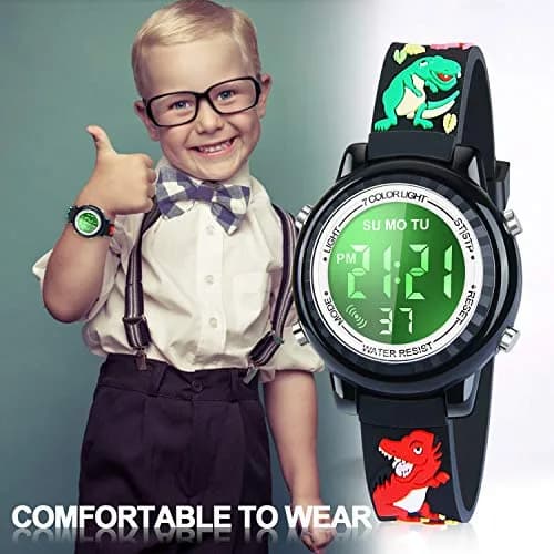 Viposoon 3D Cartoon Watch for Kids 30m (100ft) Waterproof | Easy Time Learning with 7-Color Backlight thumbnail 5
