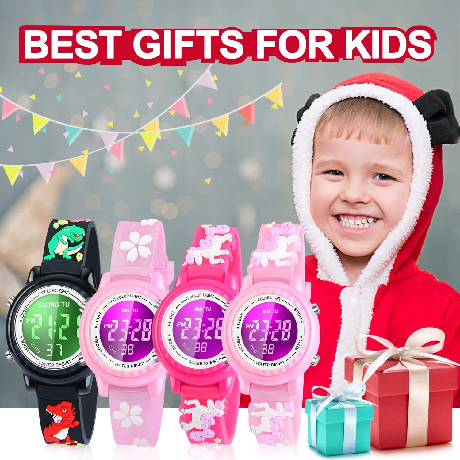 Viposoon 3D Cartoon Watch for Kids 30m (100ft) Waterproof | Easy Time Learning with 7-Color Backlight - view 7