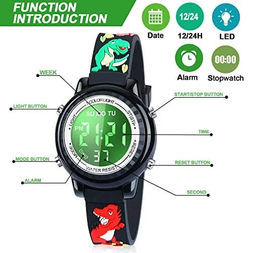 Viposoon 3D Cartoon Watch for Kids 30m (100ft) Waterproof | Easy Time Learning with 7-Color Backlight thumbnail 2