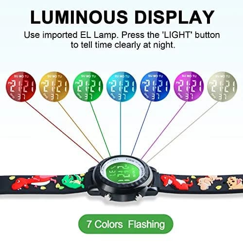 Viposoon 3D Cartoon Watch for Kids 30m (100ft) Waterproof | Easy Time Learning with 7-Color Backlight thumbnail 3