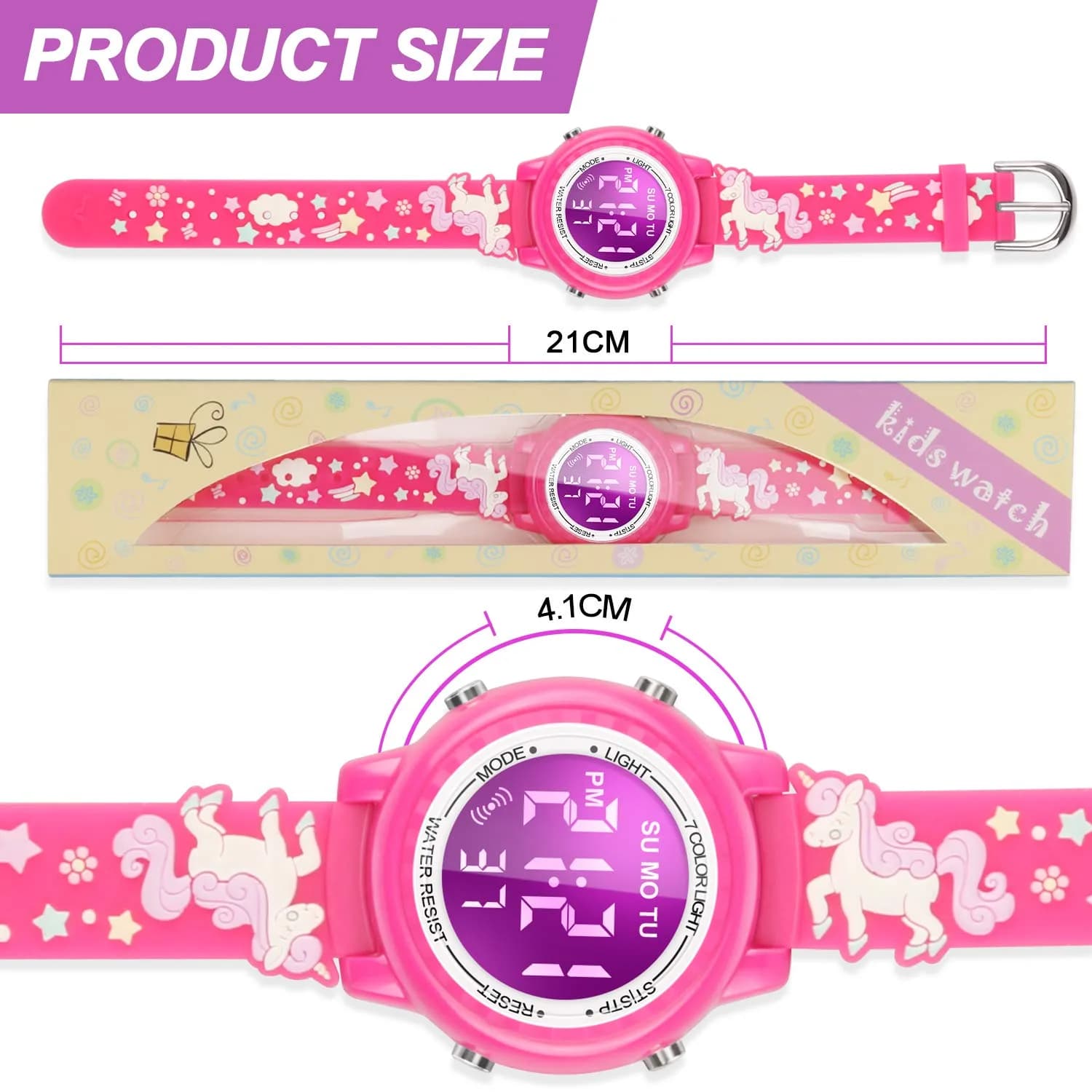 Viposoon Unicorn Red 3D Cartoon Watch 30mm (1.18 inches) | CE Certified Waterproof Kids Watch - view 6