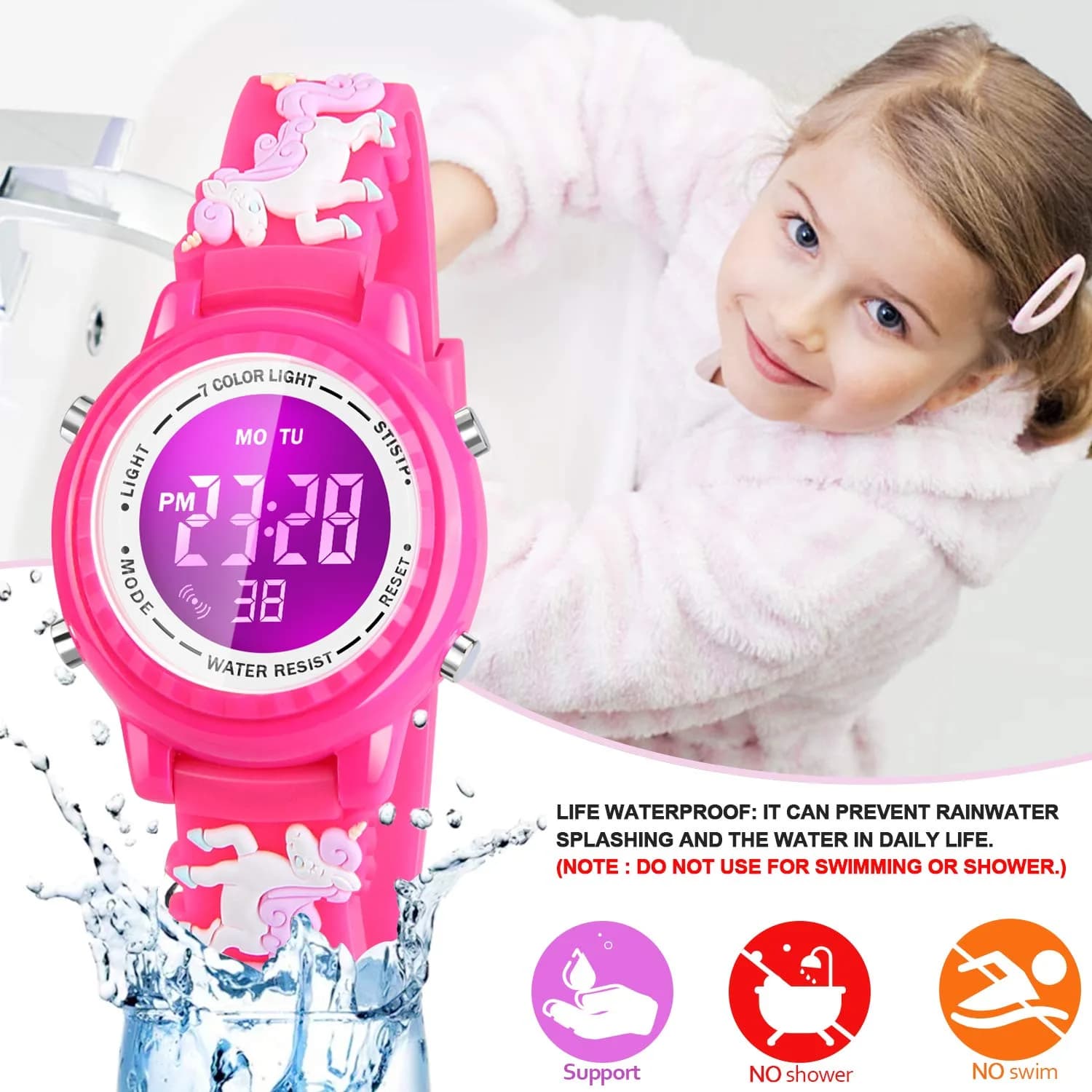 Viposoon Unicorn Red 3D Cartoon Watch 30mm (1.18 inches) | CE Certified Waterproof Kids Watch - view 4