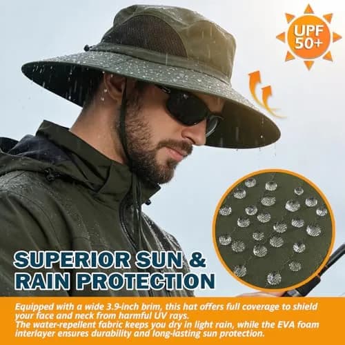 EINSKEY Wide Brim Sun Hat, UPF 50+ UV Protection Waterproof Packable Bucket Hat for Men & Women thumbnail 3