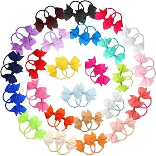 CÉLLOT Baby Hair Ties with Bows 50pc | Small 2 inch Baby Hair Ponytail Holders for Girls thumbnail 4