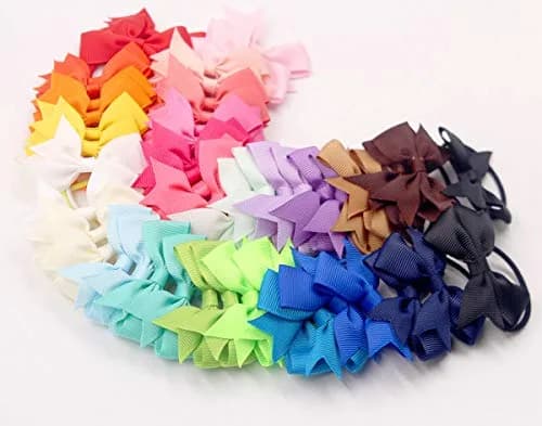 CÉLLOT Baby Hair Ties with Bows 50pc | Small 2 inch Baby Hair Ponytail Holders for Girls thumbnail 9