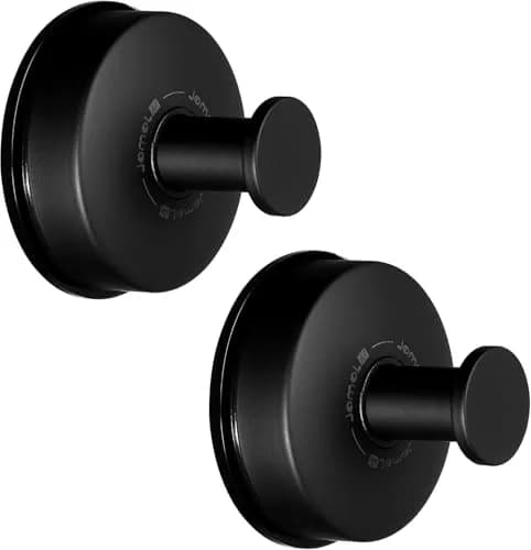 JOMOLA Matte Black 2PCS Stainless Steel Suction Cup Hook | Heavy Duty Vacuum Suction Cup Hooks for Bathroom, Kitchen, Living Room thumbnail 1
