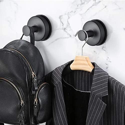 JOMOLA Matte Black 2PCS Stainless Steel Suction Cup Hook | Heavy Duty Vacuum Suction Cup Hooks for Bathroom, Kitchen, Living Room thumbnail 8
