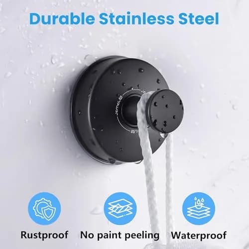 JOMOLA Matte Black 2PCS Stainless Steel Suction Cup Hook | Heavy Duty Vacuum Suction Cup Hooks for Bathroom, Kitchen, Living Room thumbnail 2