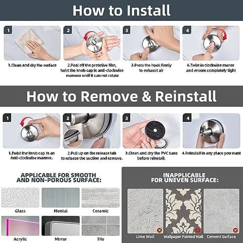 JOMOLA Matte Black 2PCS Stainless Steel Suction Cup Hook | Heavy Duty Vacuum Suction Cup Hooks for Bathroom, Kitchen, Living Room thumbnail 3