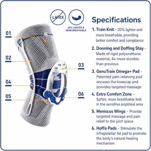 Bauerfeind GenuTrain Knee Brace Size 3 (Black) | Targeted Support for Pain Relief and Stabilization thumbnail 4