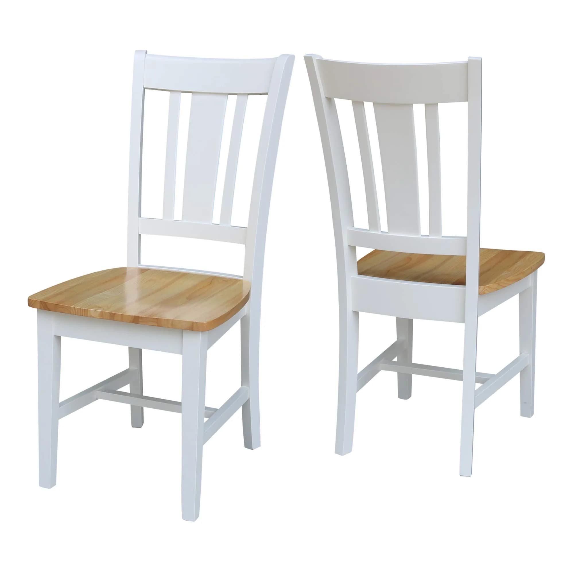 IC International Concepts San Remo Solid Wood Chairs, White/Natural | Classic Dining Comfort