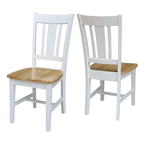 IC International Concepts San Remo Solid Wood Chairs, White/Natural | Classic Dining Comfort thumbnail 1
