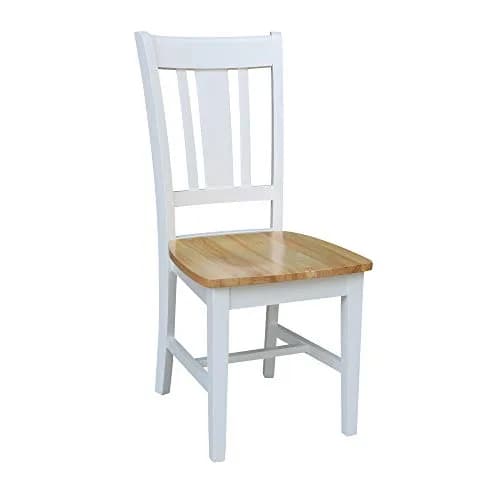 IC International Concepts San Remo Solid Wood Chairs, White/Natural | Classic Dining Comfort thumbnail 4
