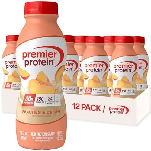 Premier Protein High Protein Shake, Peaches & Cream, 11.5 Fl Oz (Pack of 12) | 30g Protein Per Serving thumbnail 1
