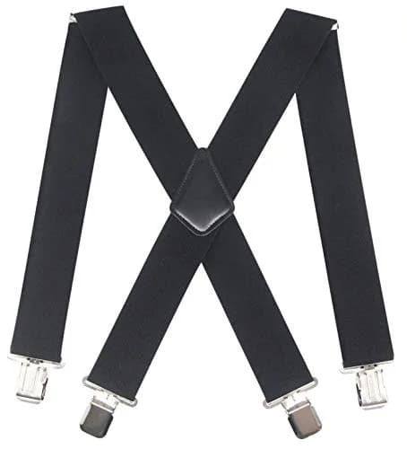 Timiot Mens 2 Inch Wide Suspenders Heavy Duty Clips Adjustable Elastic Big & Tall X-Back (Black) | Classic Style thumbnail 1