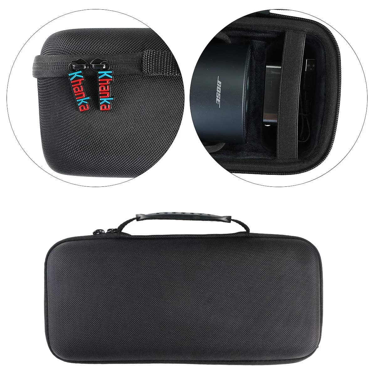 khanka Hard Case for Bose Portable Smart Speaker Square Triple Black | Protects Your Speaker During Travel - view 6
