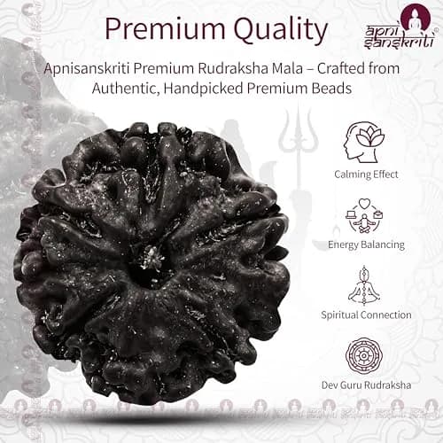 Apnisanskriti Black Rudraksha Mala with Golden Cap, 7-8mm Oval Beads | 109 Beads, 50g thumbnail 4