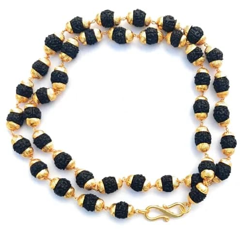 Apnisanskriti Black Rudraksha Mala with Golden Cap, 7-8mm Oval Beads | 109 Beads, 50g thumbnail 7