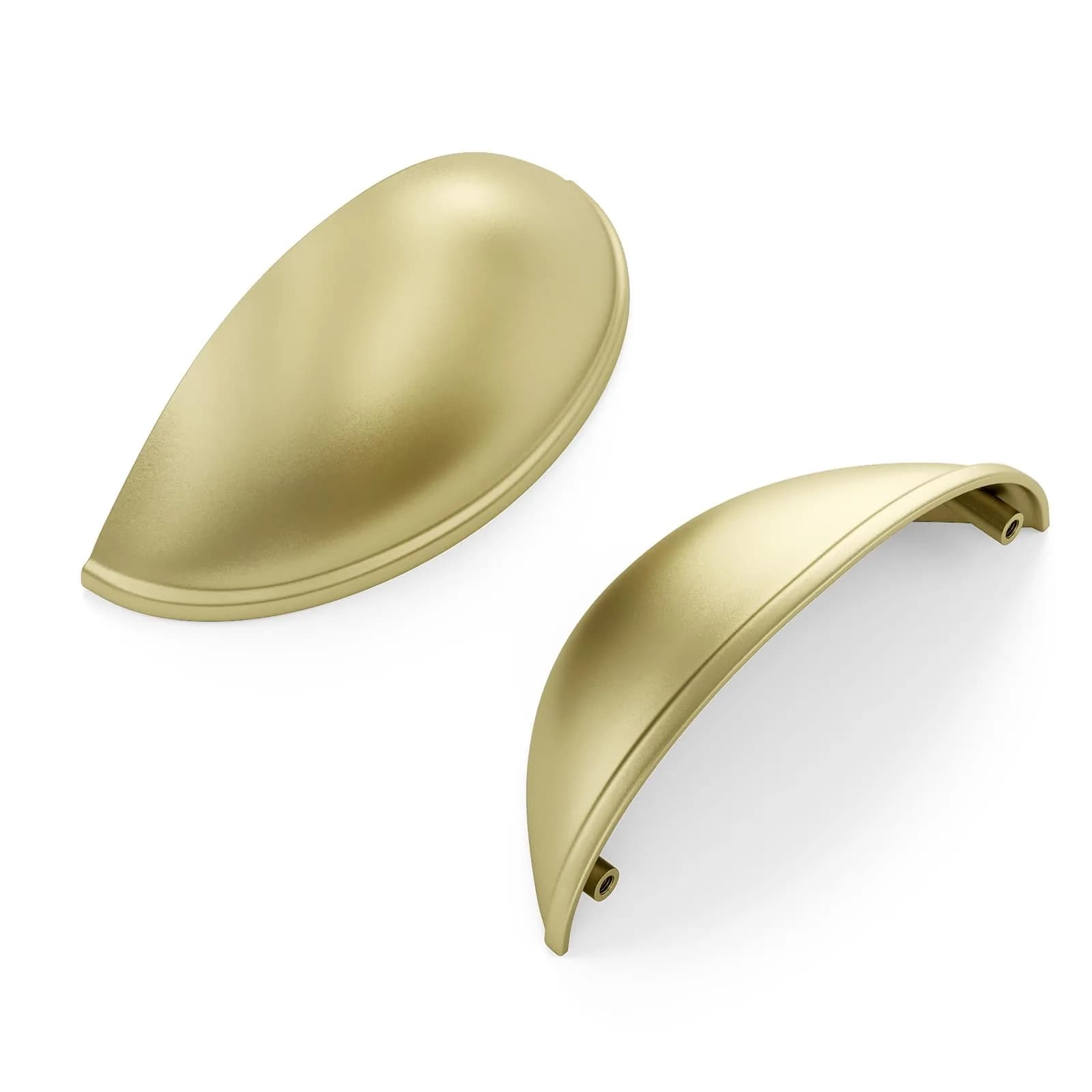 Goldenwarm Light Brass Bin Cup Pulls 3in Hole Centers | Modern Kitchen Hardware (70-120 chars) — Brushed Gold
