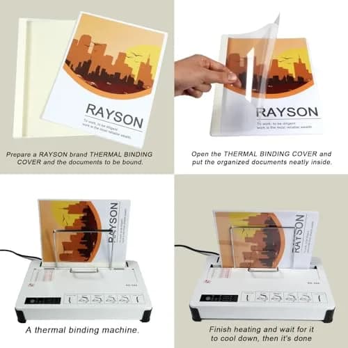 RAYSON Thermal Binding Covers 1/4" (6mm) White PVC Transparent Front, Glossy White Back, Holds 55 Sheets, 25 Pack | USA-Sourced for Professional Documents thumbnail 6