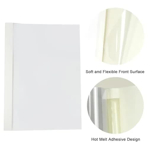 RAYSON TBC3-25-W Thermal Binding Covers 1/8" (3.2mm) 25 Pack | Holds 28 Sheets, PVC Transparent Front, Glossy White Back thumbnail 8
