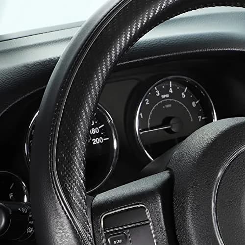 SEG Direct Steering Wheel Cover 15.5"-16" Heavy-Duty, Black Carbon Fiber | Microfiber Leather, Non-Slip, Easy Install thumbnail 2