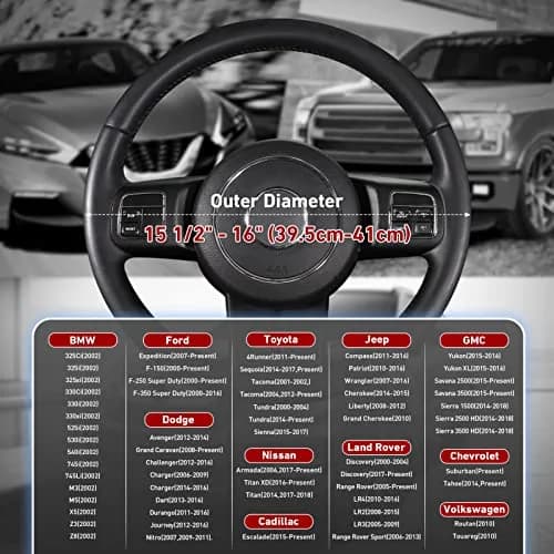 SEG Direct Steering Wheel Cover 15.5"-16" Heavy-Duty, Black Carbon Fiber | Microfiber Leather, Non-Slip, Easy Install thumbnail 3