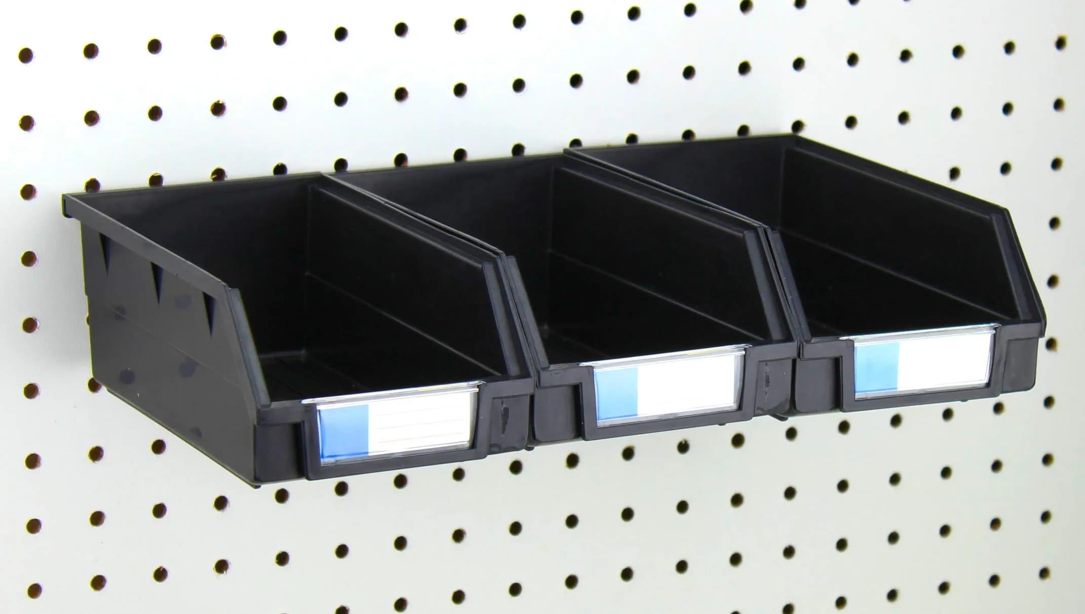 Right Arrange Pegboard Bins 3 Pack Black | Heavy Duty Metal Hooks for Standard Peg Boards