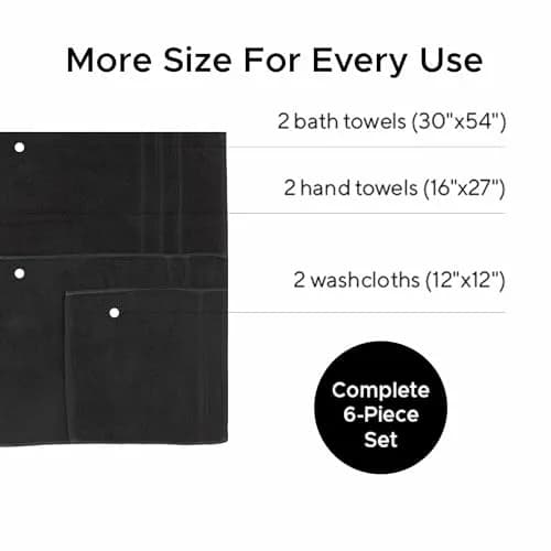 Veteran Textile Towels Luxury Turkish Cotton Towel Set 6 Pieces | Soft, Absorbent & Quick-Drying for Bathroom & Kitchen thumbnail 8