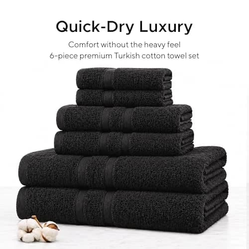 Veteran Textile Towels Luxury Turkish Cotton Towel Set 6 Pieces | Soft, Absorbent & Quick-Drying for Bathroom & Kitchen thumbnail 2