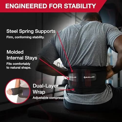 MUELLER Lumbar Back Brace with Removable Pad | Adjustable Support for Back Pain Relief thumbnail 5