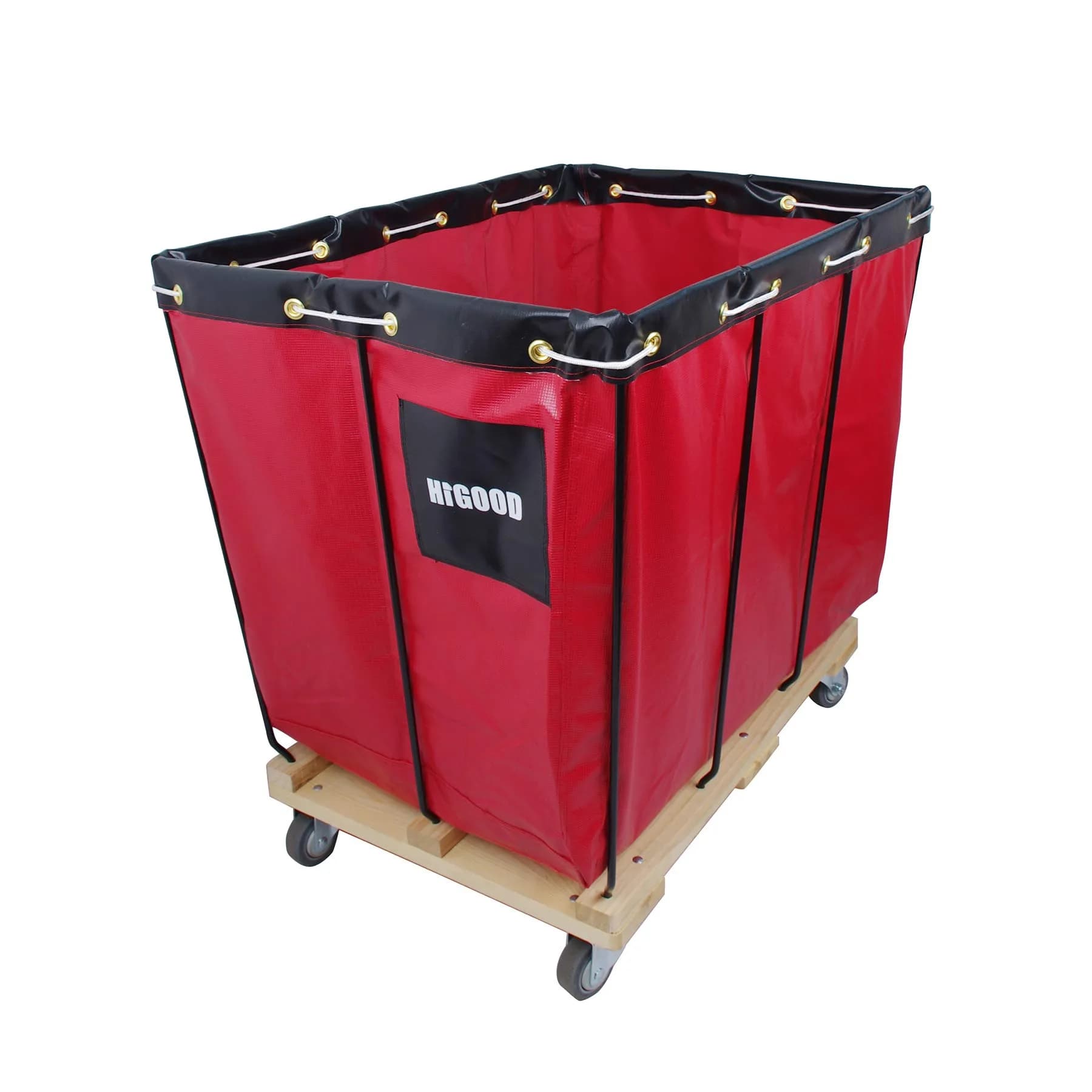 HIGOOD 12 Bushel Vinyl Basket Truck | Industrial Heavy Duty Service Cart with 600 lb Capacity