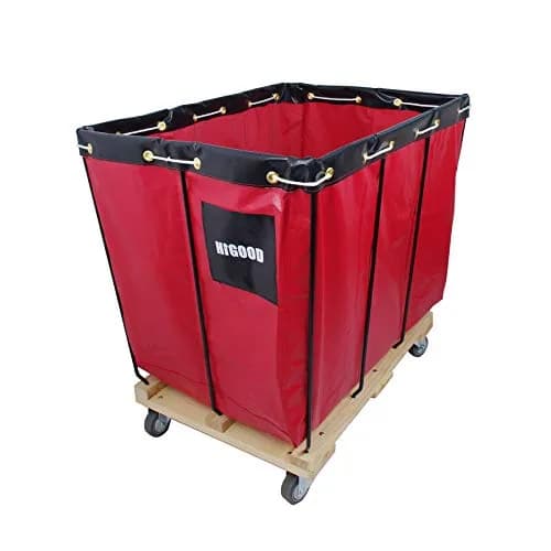 HIGOOD 12 Bushel Vinyl Basket Truck | Industrial Heavy Duty Service Cart with 600 lb Capacity thumbnail 1