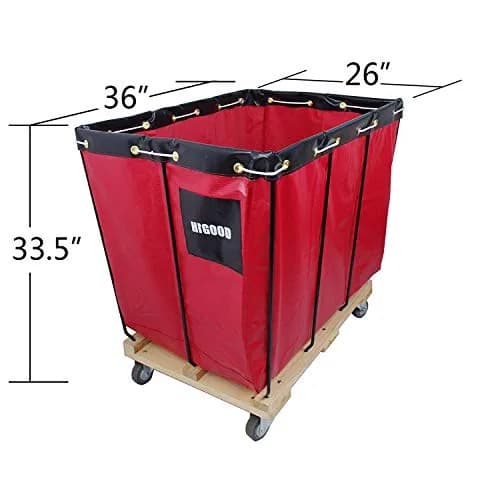 HIGOOD 12 Bushel Vinyl Basket Truck | Industrial Heavy Duty Service Cart with 600 lb Capacity thumbnail 2