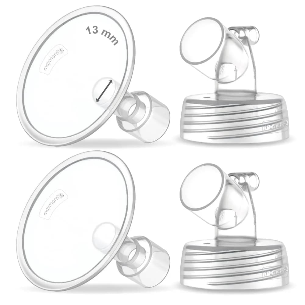 Maymom 13mm Wide Neck Pump Parts for Spectra S1/S2 Pumps | BPA-Free Double Pumping Flanges (2-Pack) - main product image