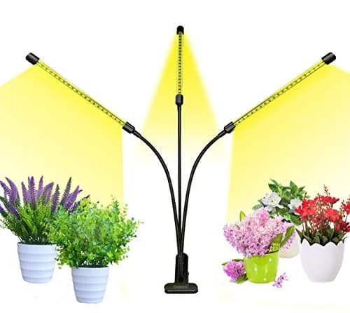 Bseah Full Spectrum LED Grow Light for Indoor Plants, 3-Head Clip-On Lamp with Timer & Dimmable Brightness | 15W (E26 Base) thumbnail 1