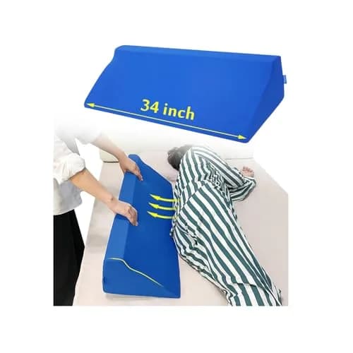 AOSSA Wedge Pillow for Sleeping, Foam Body Positioning Wedges for Bed Adults, 34" Long Inclined Sleepers Cushion for Pressure Ulcer, Bed Sores Treatment, Turning Large Body Nursing Wedge Pillow (Blue) thumbnail 1