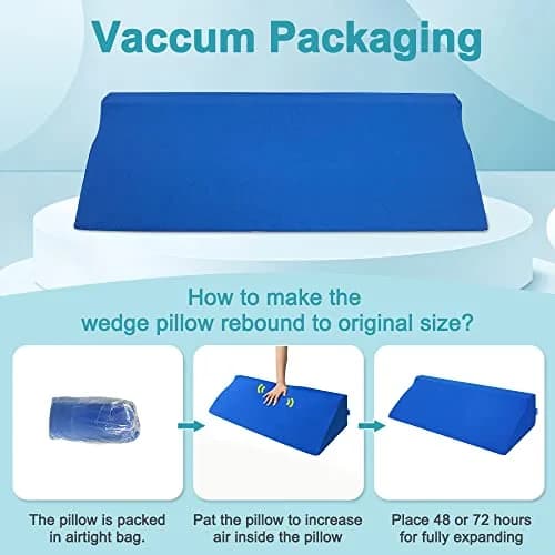 AOSSA Wedge Pillow for Sleeping, Foam Body Positioning Wedges for Bed Adults, 34" Long Inclined Sleepers Cushion for Pressure Ulcer, Bed Sores Treatment, Turning Large Body Nursing Wedge Pillow (Blue) thumbnail 6