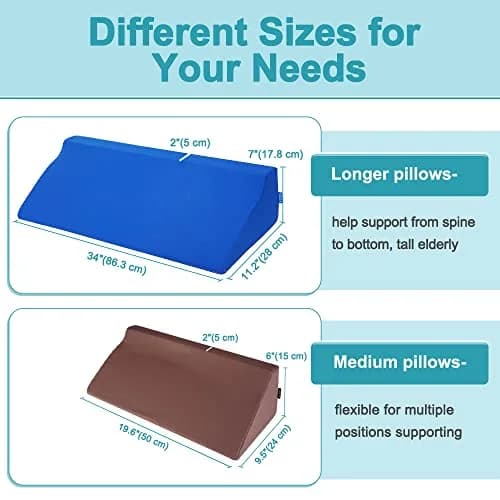 AOSSA Wedge Pillow for Sleeping, Foam Body Positioning Wedges for Bed Adults, 34" Long Inclined Sleepers Cushion for Pressure Ulcer, Bed Sores Treatment, Turning Large Body Nursing Wedge Pillow (Blue) thumbnail 2