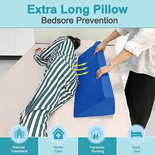 AOSSA Wedge Pillow for Sleeping, Foam Body Positioning Wedges for Bed Adults, 34" Long Inclined Sleepers Cushion for Pressure Ulcer, Bed Sores Treatment, Turning Large Body Nursing Wedge Pillow (Blue) thumbnail 3