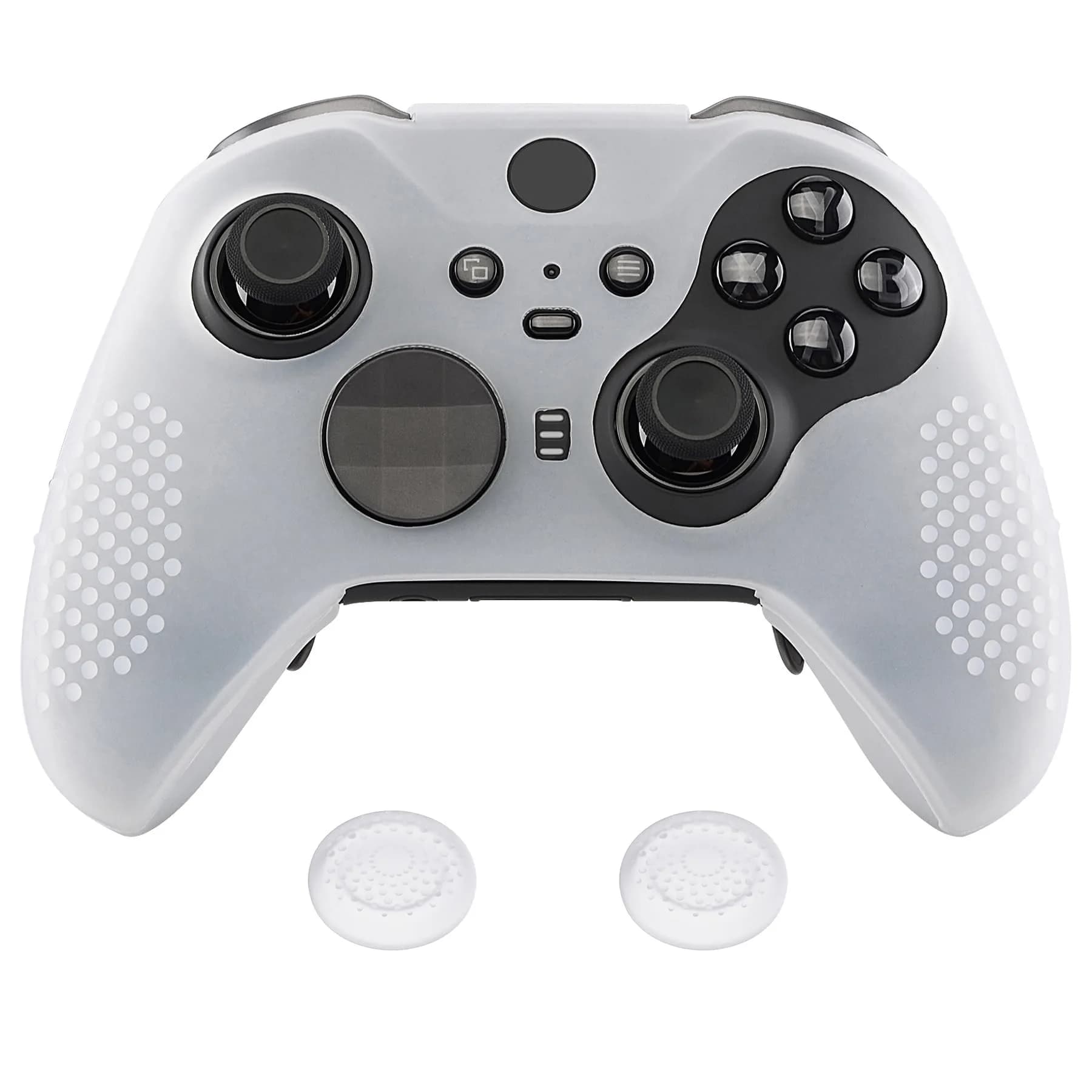eXtremeRate PlayVital Semi-Transparent Clear Silicone Cover for Xbox Elite Series 2 | Anti-Slip Controller Skin (100 words) — Semi-Transparent Clear
