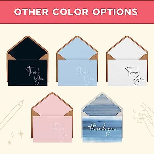 VNS Creations Thank You Cards With Envelopes - 100 Pack 4 x 6 Inch | Navy Blue thumbnail 4