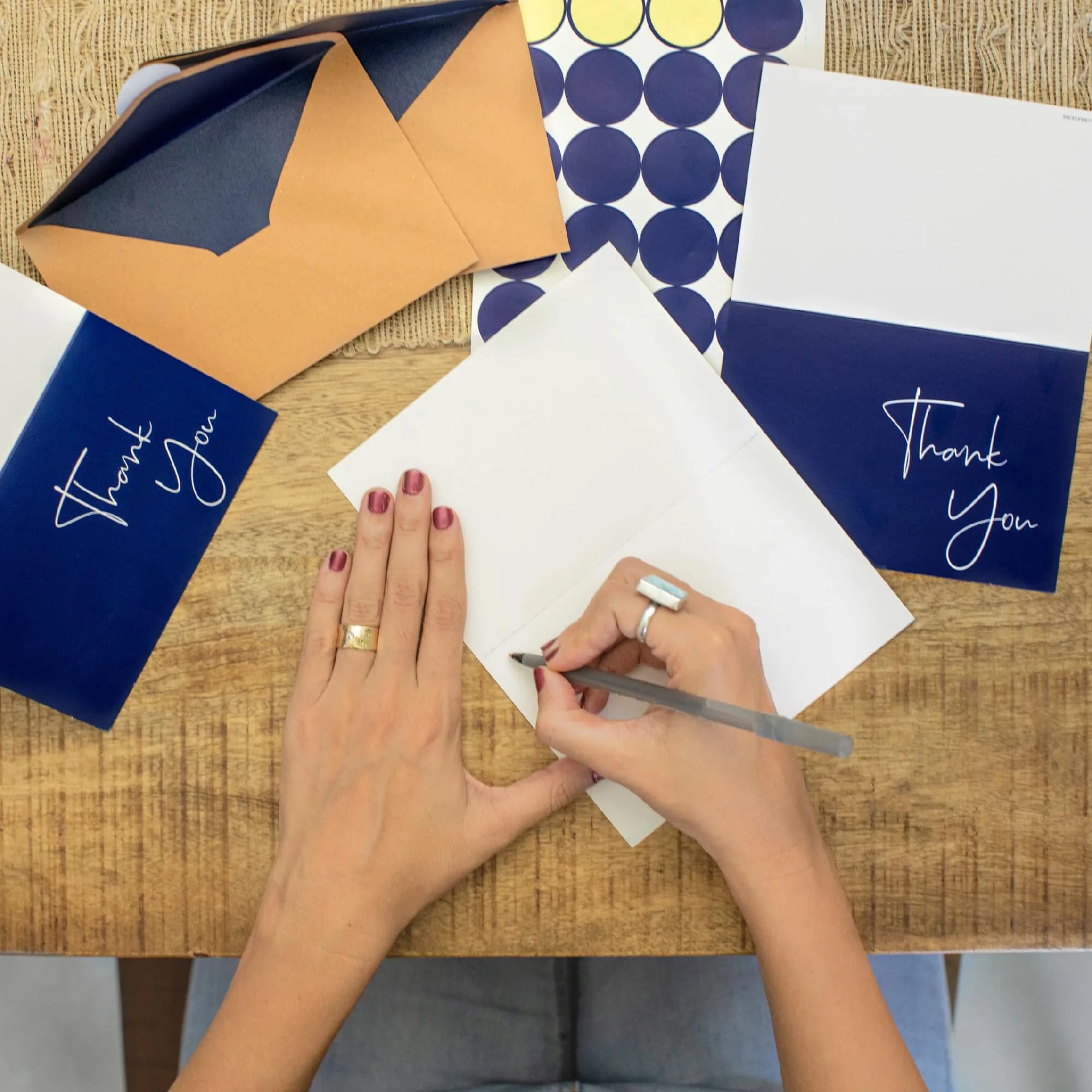 VNS Creations Thank You Cards With Envelopes - 100 Pack 4 x 6 Inch | Navy Blue - view 6