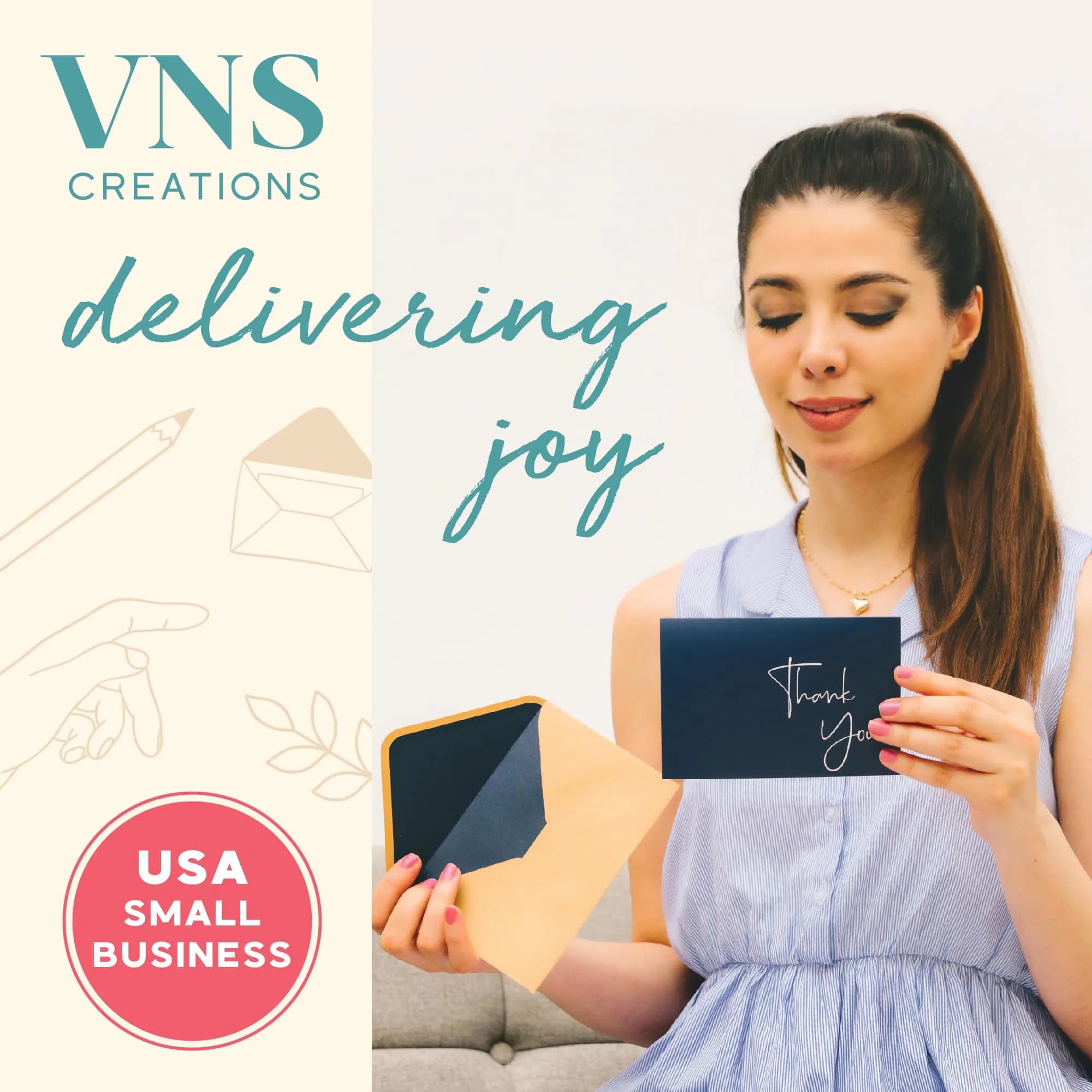 VNS Creations Thank You Cards With Envelopes - 100 Pack 4 x 6 Inch | Navy Blue - view 2